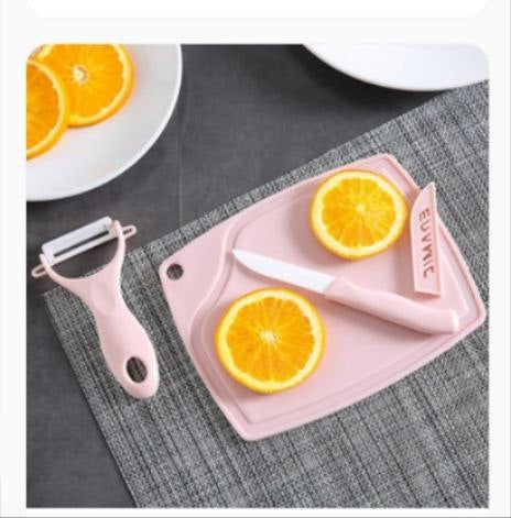 Mini Plastic Chopping Board, Peeler and Knife Set