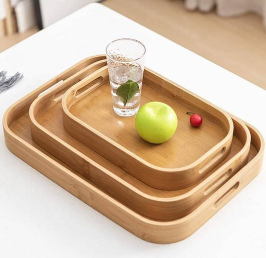 3pcs rectangular shaped wooden tray